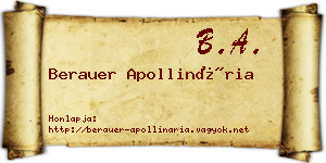 Berauer Apollinária névjegykártya